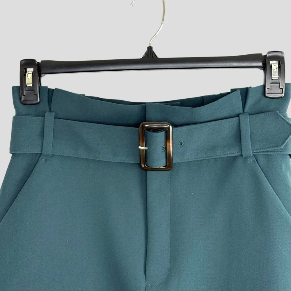 Banana Republic Teal Belted Mini Skirt Sz 4 | Structured‎ Workwear Office - Picture 2 of 10